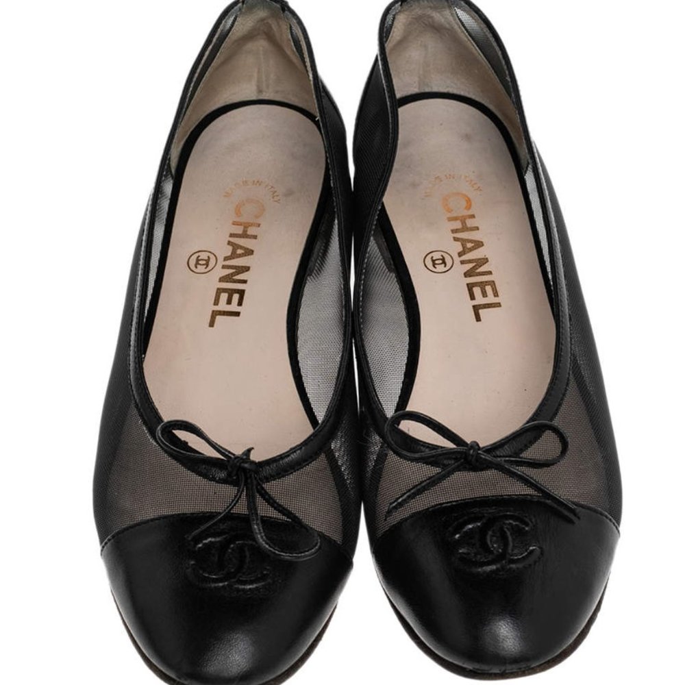 Chanel Mesh and Leather Ballet Flats